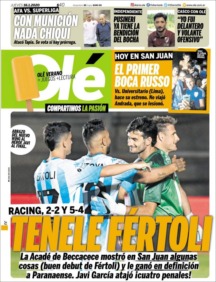 Portadas de diarios deportivos del mundo del 16 de enero del 2020