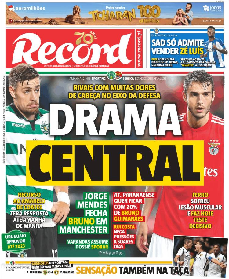 Portadas de diarios deportivos del mundo del 16 de enero del 2020