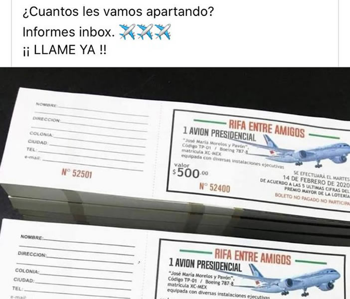 La gente no tardó en ironizar con la intención de AMLO de rifar el avión presidencial.