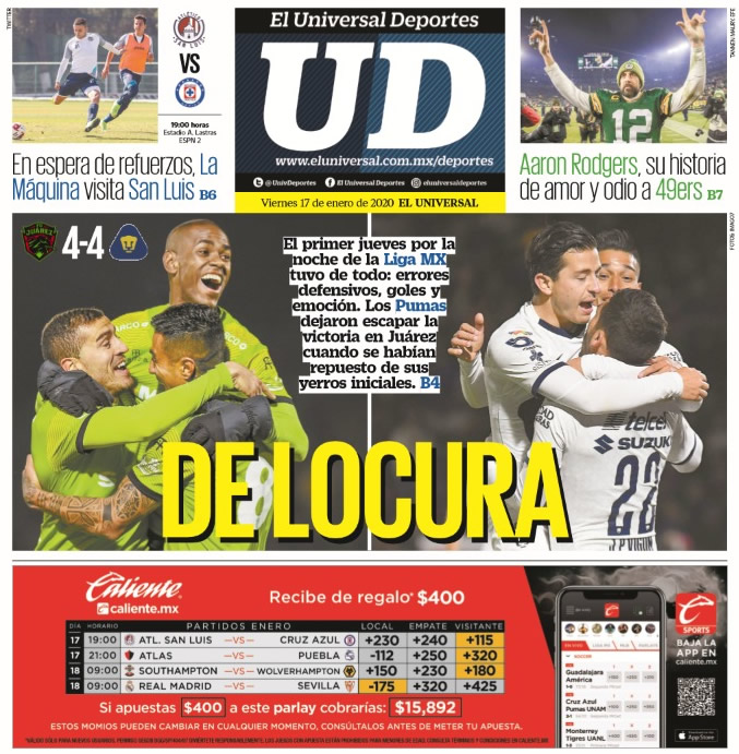 Portadas de diarios deportivos del mundo del 17 de enero del 2020