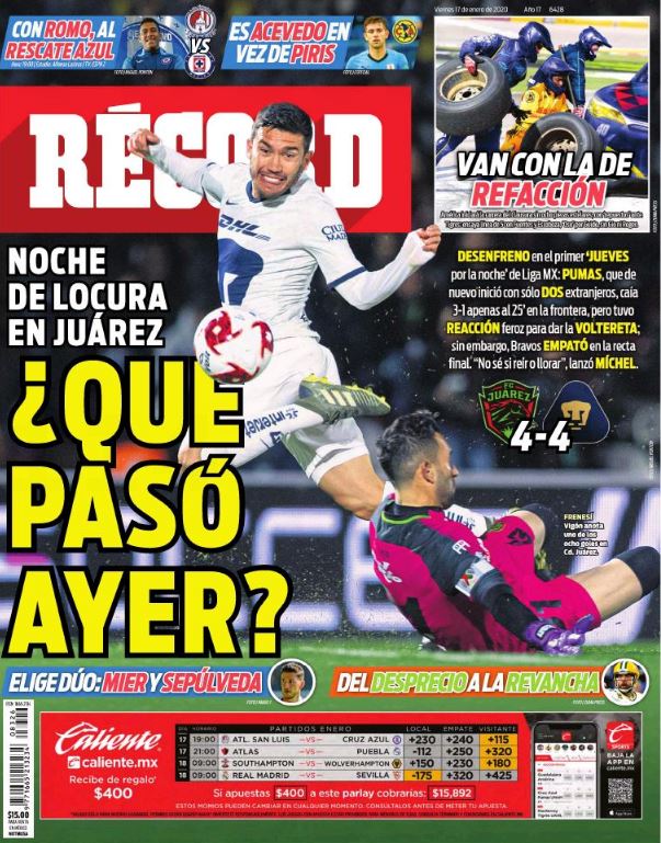 Portadas de diarios deportivos del mundo del 17 de enero del 2020