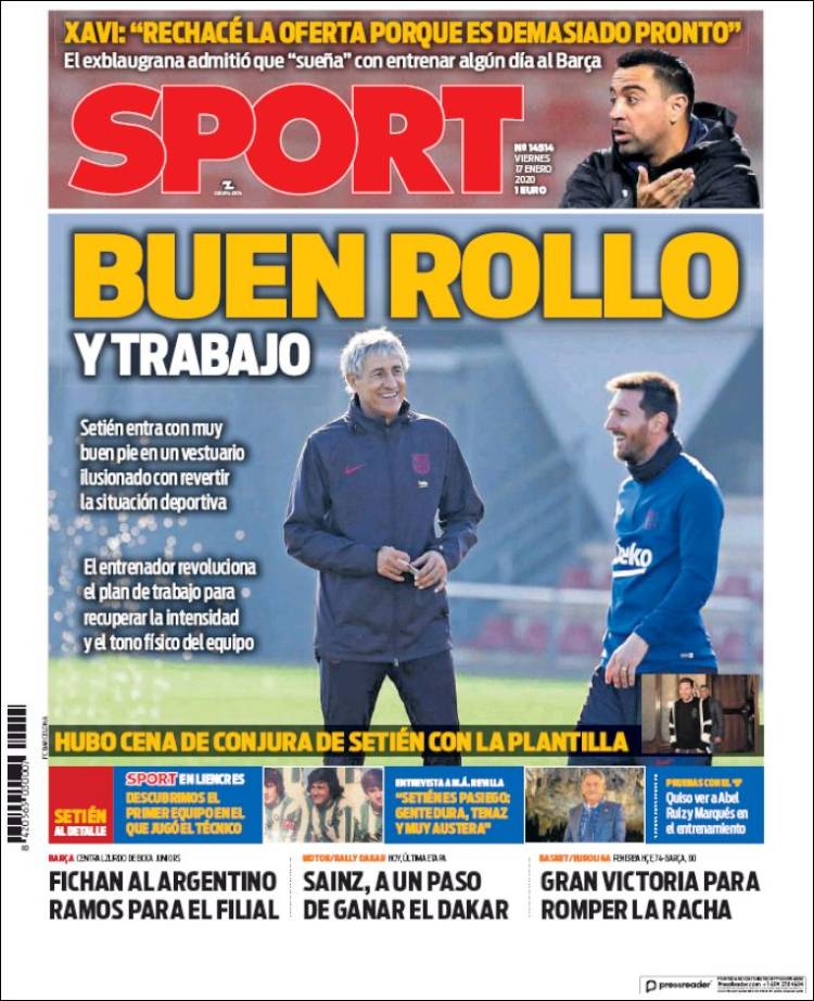 Portadas de diarios deportivos del mundo del 17 de enero del 2020