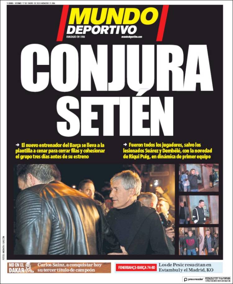Portadas de diarios deportivos del mundo del 17 de enero del 2020