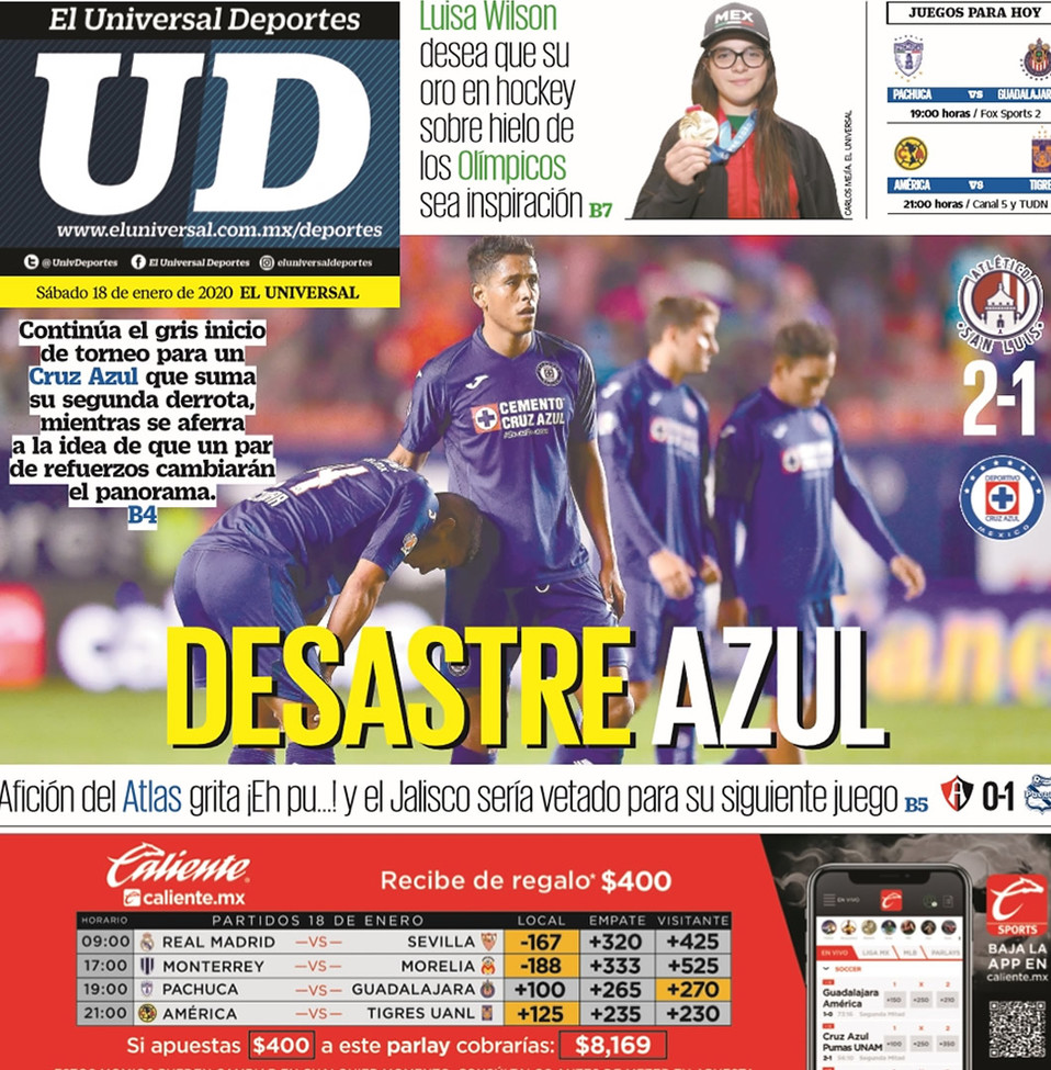 Portadas de diarios deportivos del mundo del 18 de enero del 2020