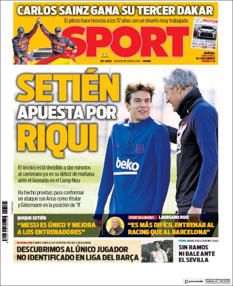 Portadas de diarios deportivos del mundo del 18 de enero del 2020