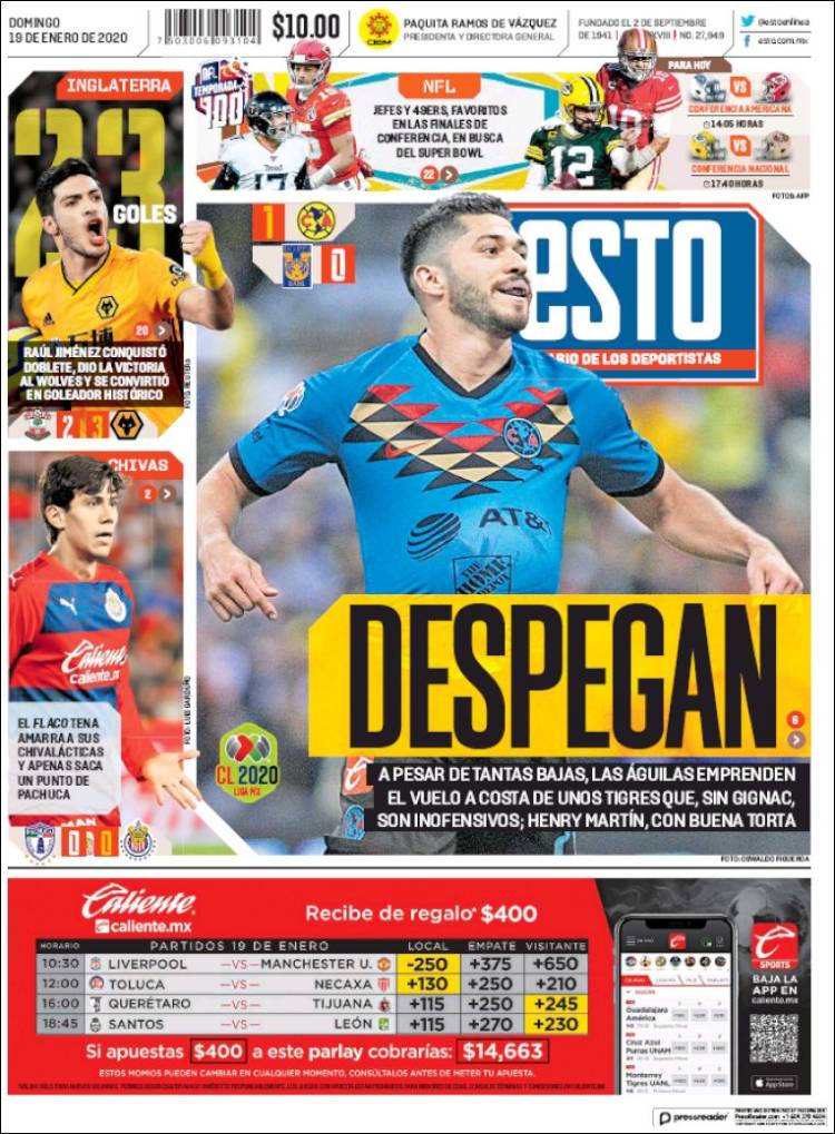 Portadas de diarios deportivos del mundo del 19 de enero del 2020.