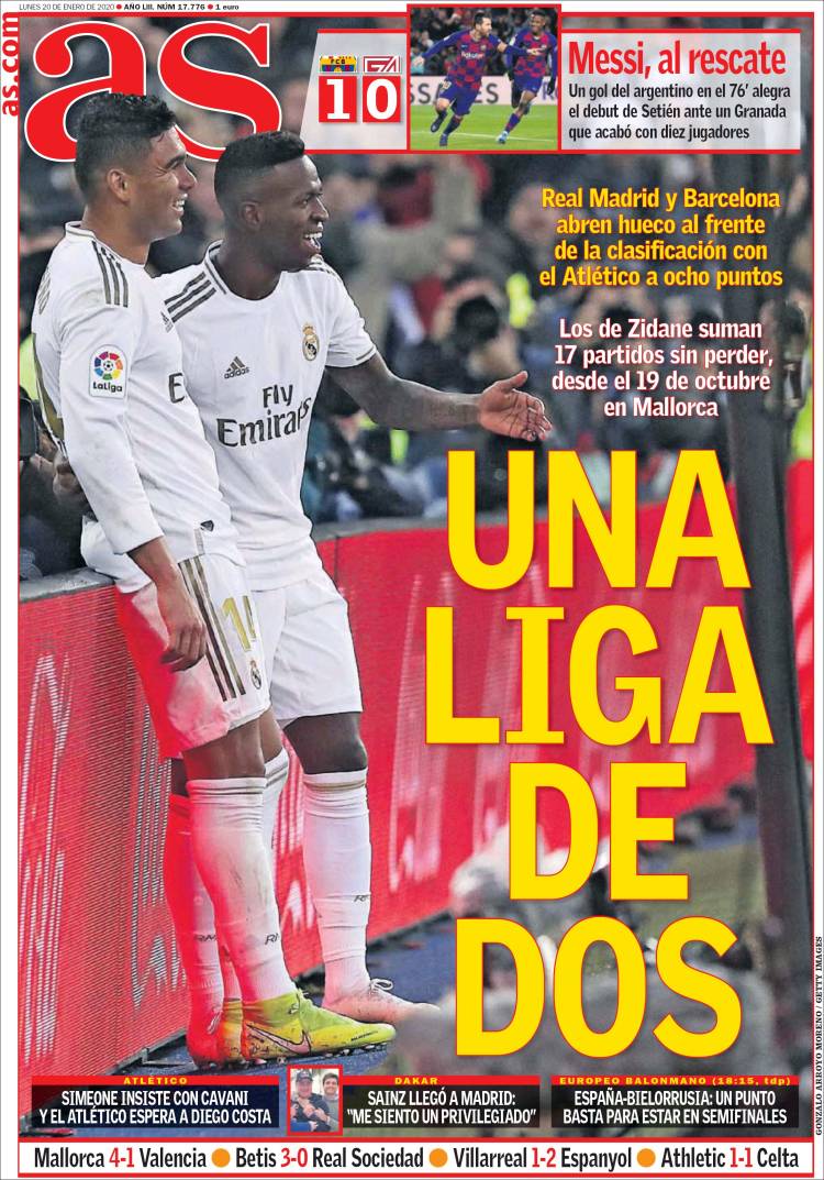 Portadas de diarios deportivos del mundo del 20 de enero del 2020.
