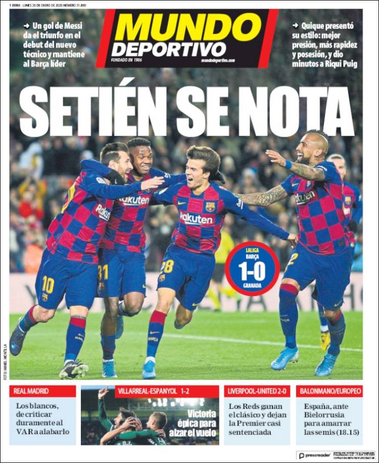 Portadas de diarios deportivos del mundo del 20 de enero del 2020.