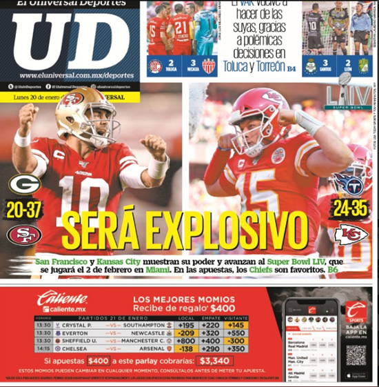 Portadas de diarios deportivos del mundo del 20 de enero del 2020.