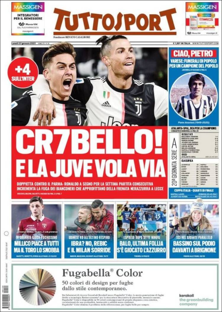 Portadas de diarios deportivos del mundo del 20 de enero del 2020.