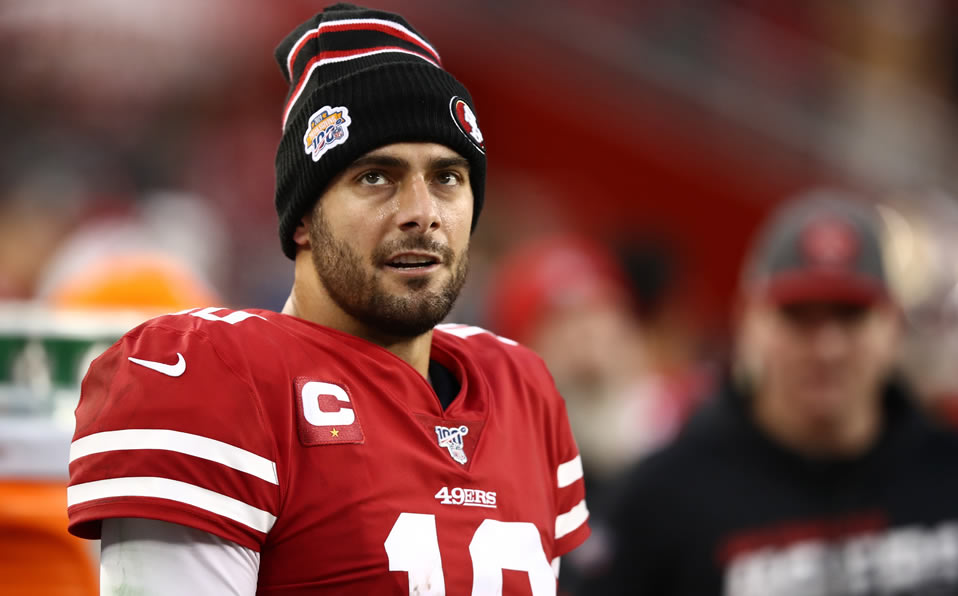 Garoppolo tuvo un apoyo muy especial en el Juego de Campoenato. Foto: AFP