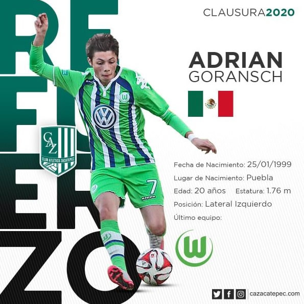 Con esta imagen fue que Zacatepec anunció la llegada de Adrián Goransch, quien fue "robado" por América.