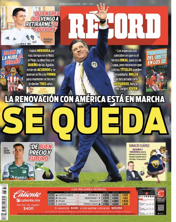 Portadas de diarios deportivos del mundo del 22 de enero del 2020