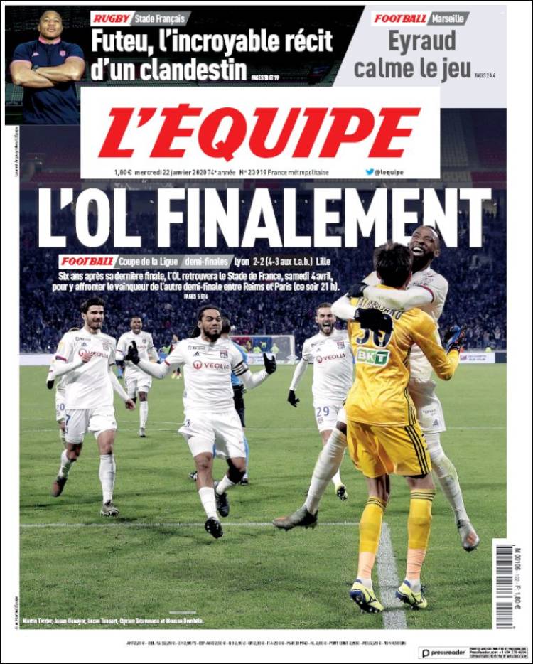 Portadas de diarios deportivos del mundo del 22 de enero del 2020