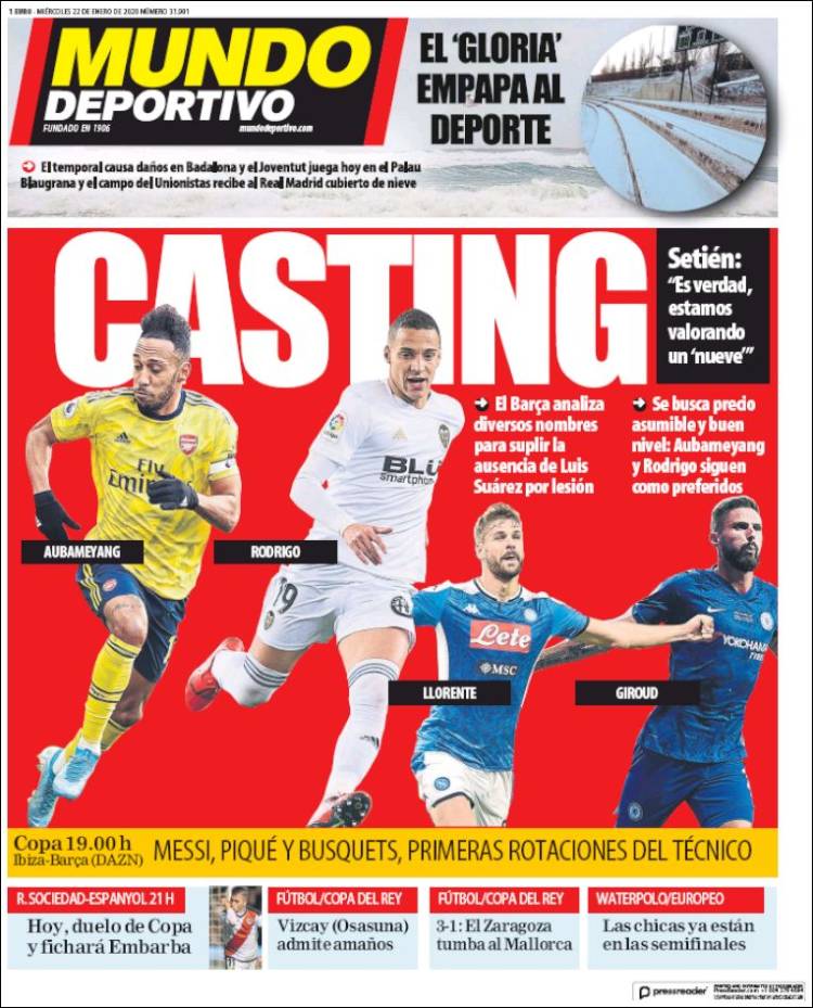 Portadas de diarios deportivos del mundo del 22 de enero del 2020