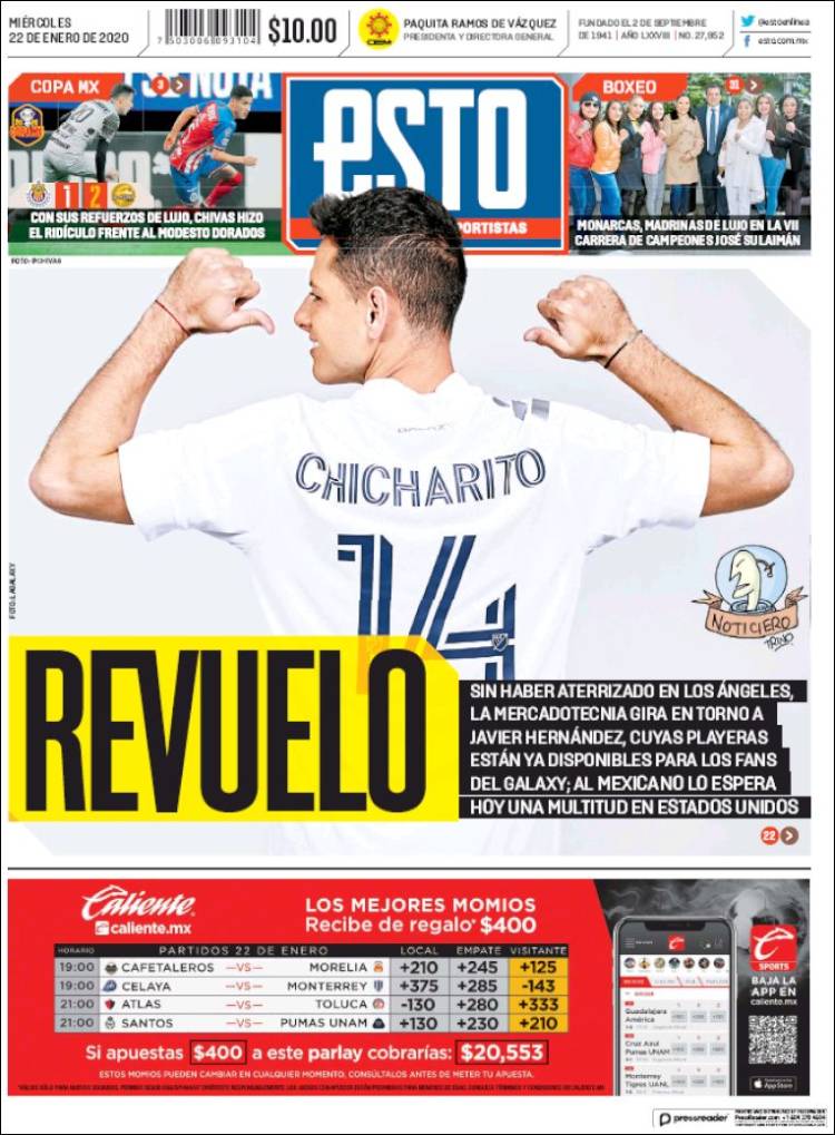 Portadas de diarios deportivos del mundo del 22 de enero del 2020