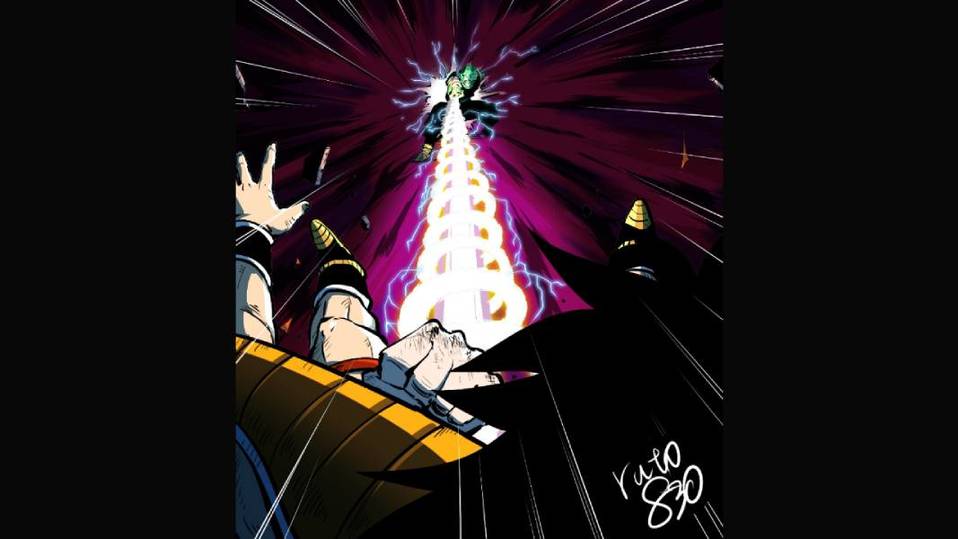 Raditz recibe el Makankosappo de Piccoro. (Foto:@ruto830)
