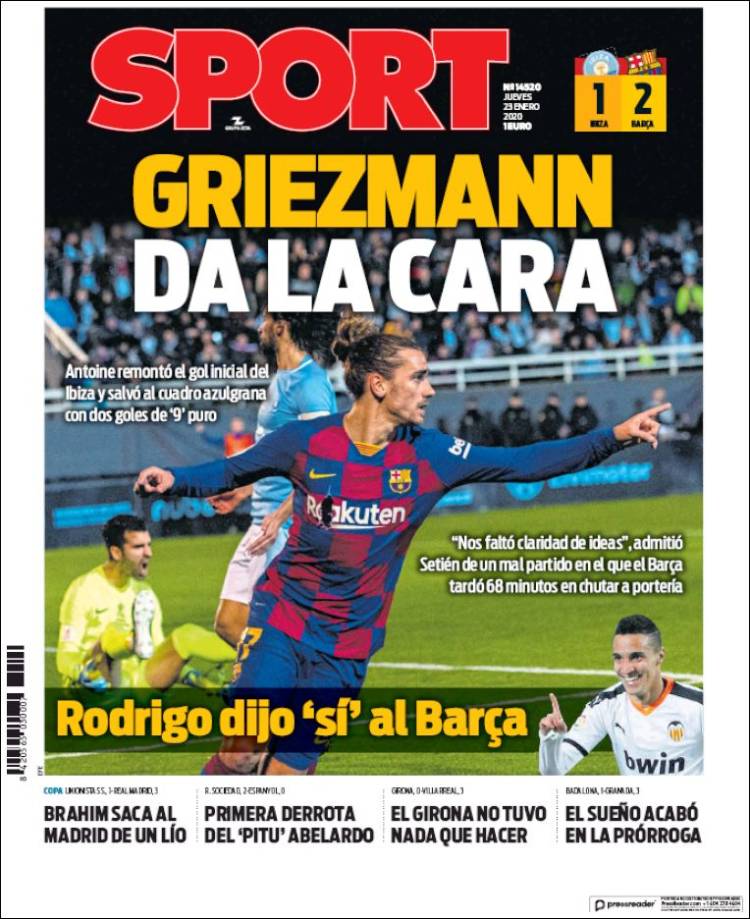 Portadas de diarios deportivos del mundo del 23 de enero del 2020