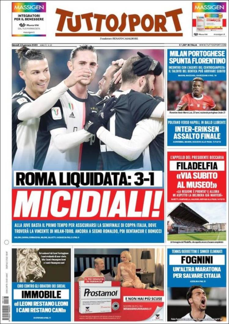 Portadas de diarios deportivos del mundo del 23 de enero del 2020