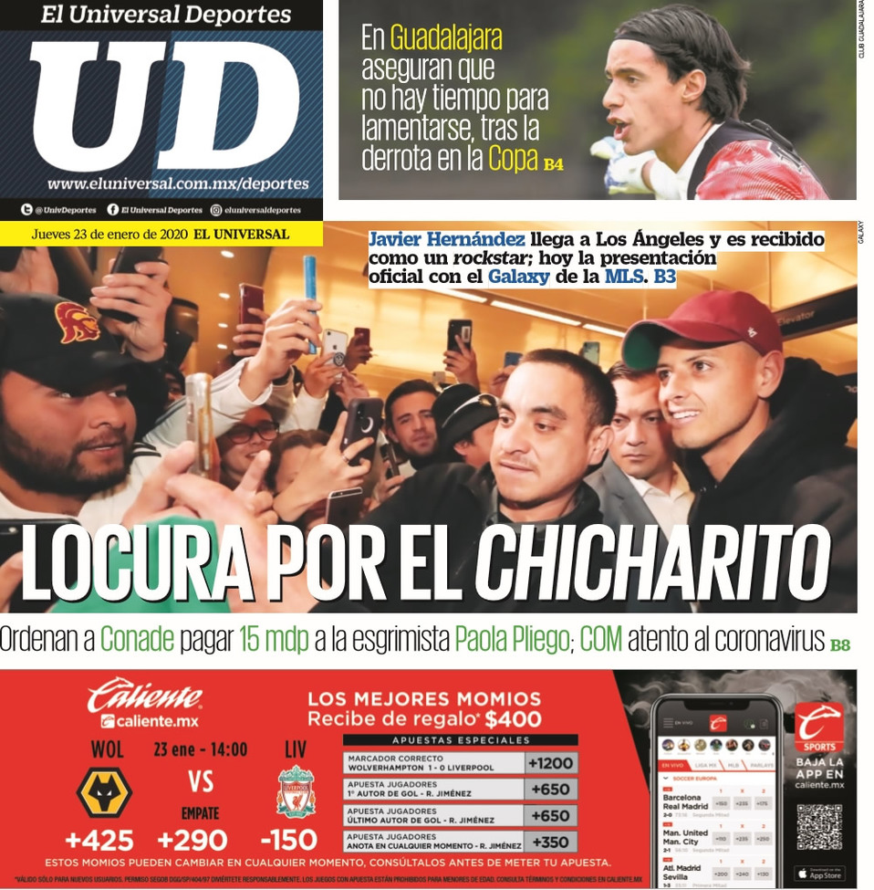 Portadas de diarios deportivos del mundo del 23 de enero del 2020