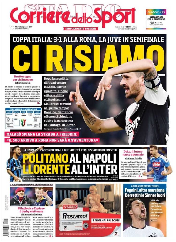 Portadas de diarios deportivos del mundo del 23 de enero del 2020