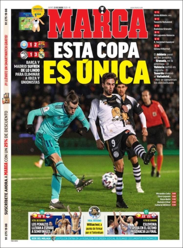 Portadas de diarios deportivos del mundo del 23 de enero del 2020