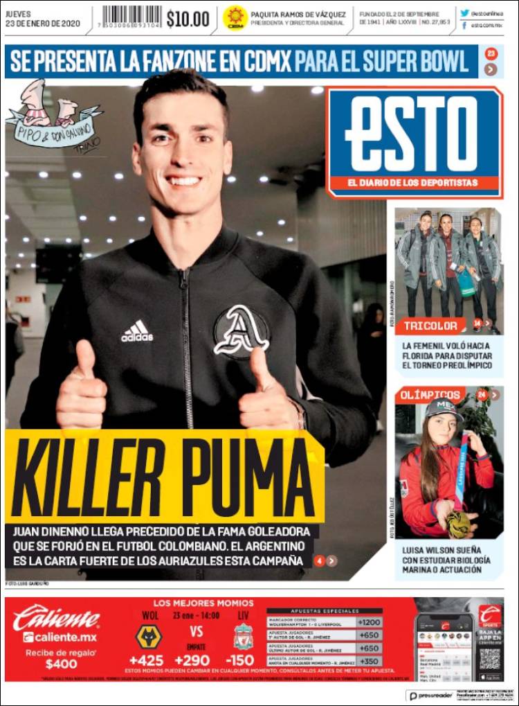 Portadas de diarios deportivos del mundo del 23 de enero del 2020