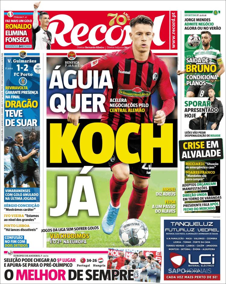 Portadas de diarios deportivos del mundo del 23 de enero del 2020