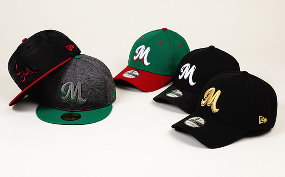 Una visión ampliada de toda la colección de gorras de México para la Serie del Caribe. (Foto: @LMPbeisbol)