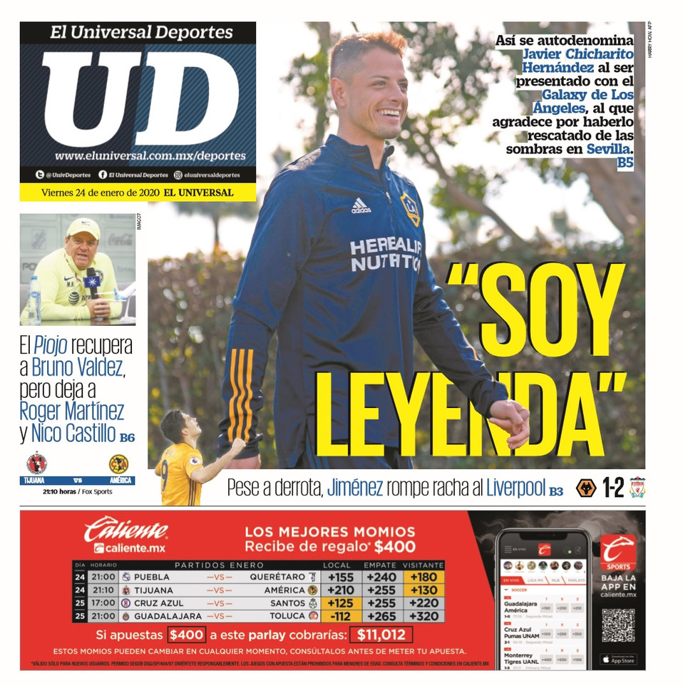 Portadas de diarios deportivos del mundo del 24 de enero del 2020
