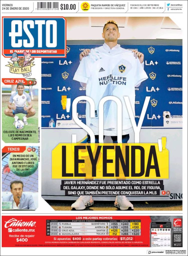 Portadas de diarios deportivos del mundo del 24 de enero del 2020