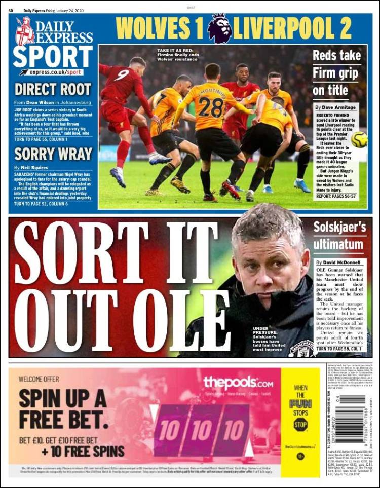 Portadas de diarios deportivos del mundo del 24 de enero del 2020