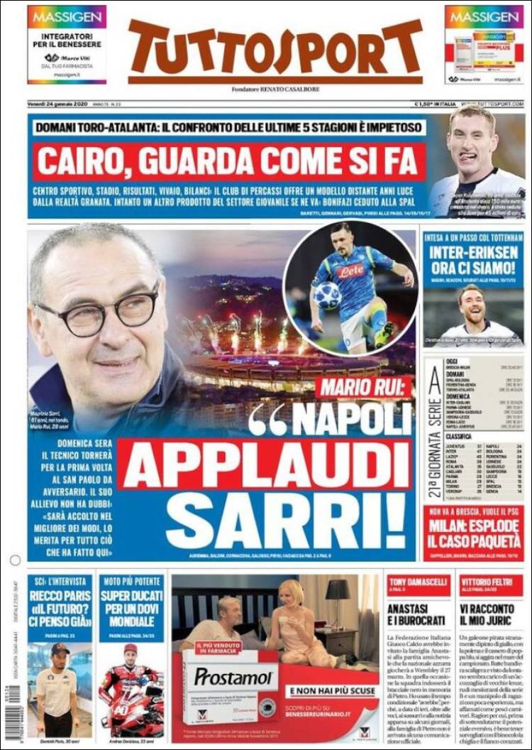 Portadas de diarios deportivos del mundo del 24 de enero del 2020