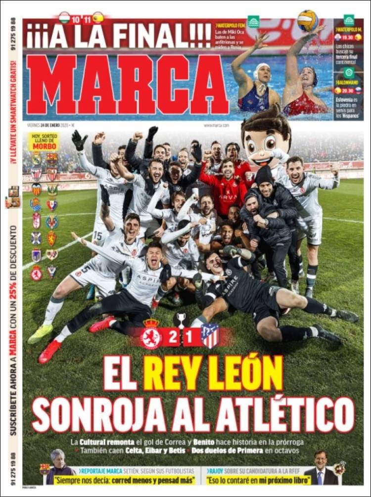 Portadas de diarios deportivos del mundo del 24 de enero del 2020