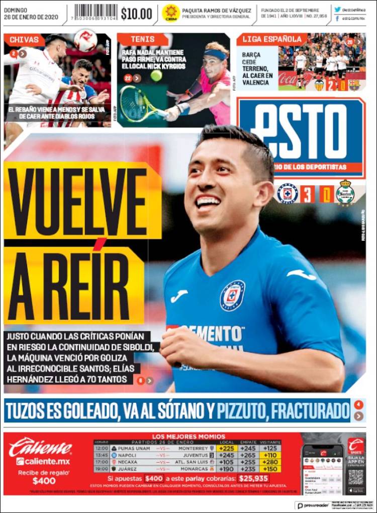 Portadas de diarios deportivos del mundo del 26 de enero del 2020