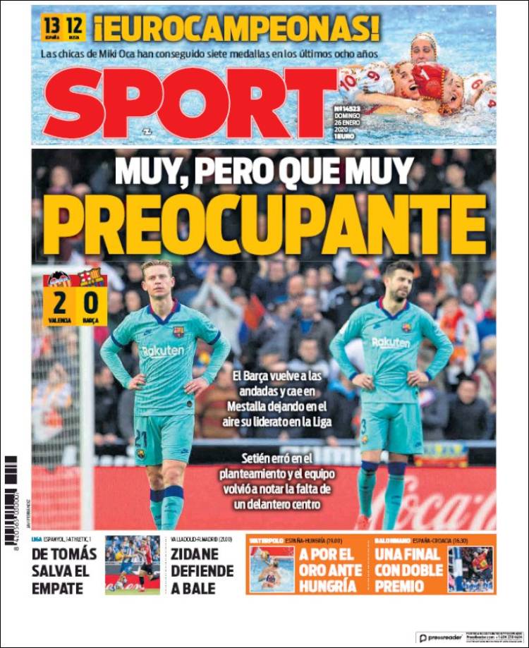 Portadas de diarios deportivos del mundo del 26 de enero del 2020