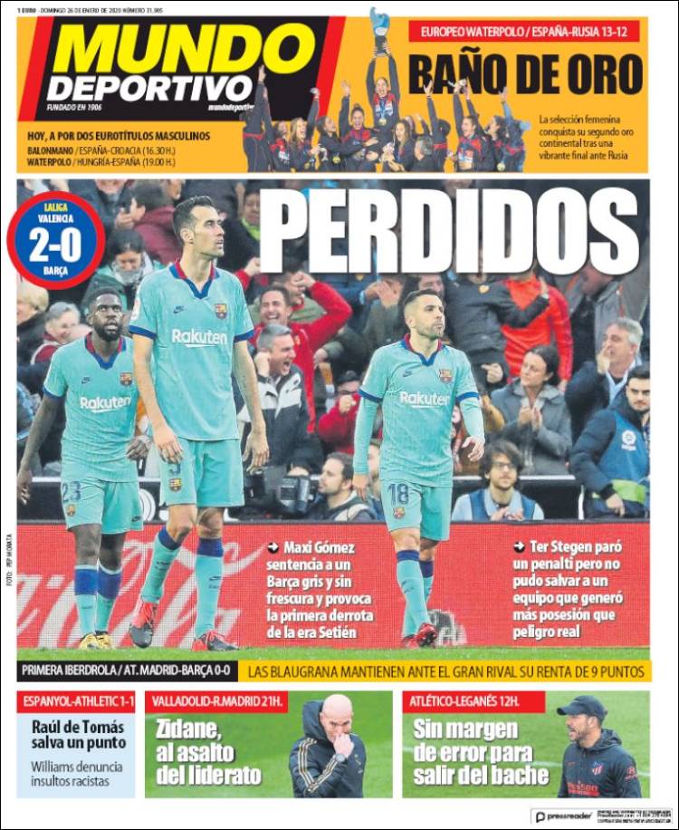 Portadas de diarios deportivos del mundo del 26 de enero del 2020