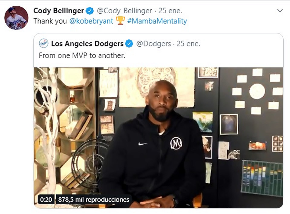 El mensaje de Kobe Bryant a Bellinger de Dodgers