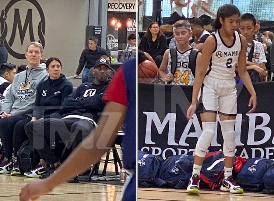 Gianna disputa un partido ante la atenta mirada de su padre en la Academia de Deportes Mamba. (Foto: TMZ)