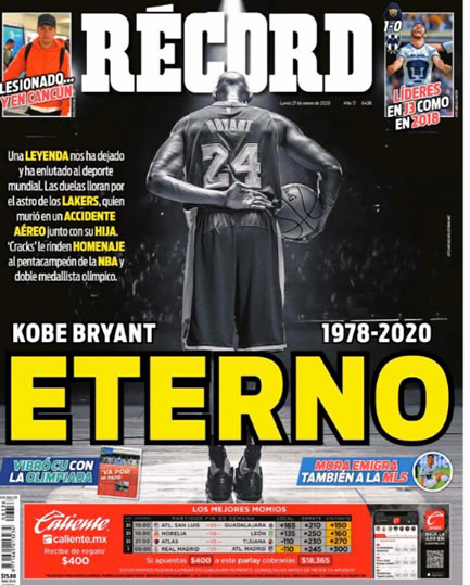 Portadas de diarios deportivos del mundo del 27 de enero del 2020