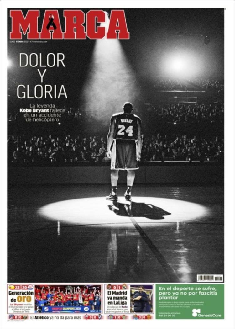 Portadas de diarios deportivos del mundo del 27 de enero del 2020