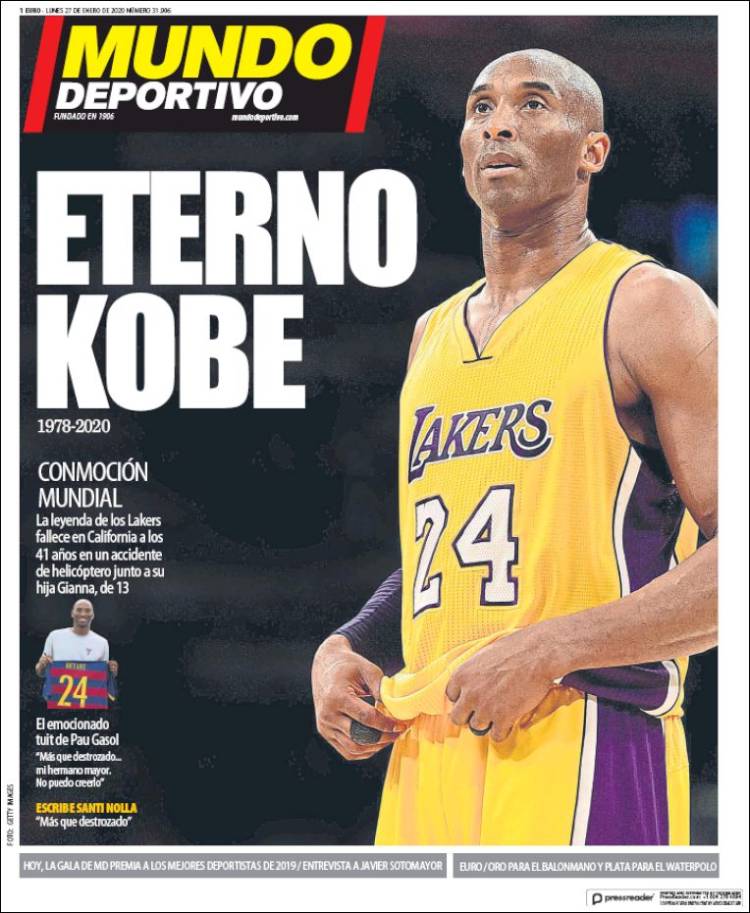 Portadas de diarios deportivos del mundo del 27 de enero del 2020