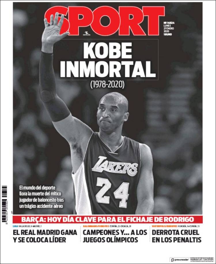 Portadas de diarios deportivos del mundo del 27 de enero del 2020
