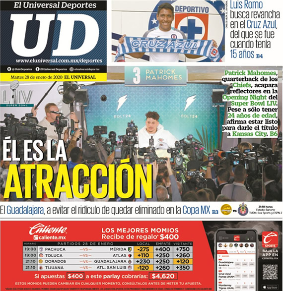 Portadas de diarios deportivos del mundo del 28 de enero del 2020