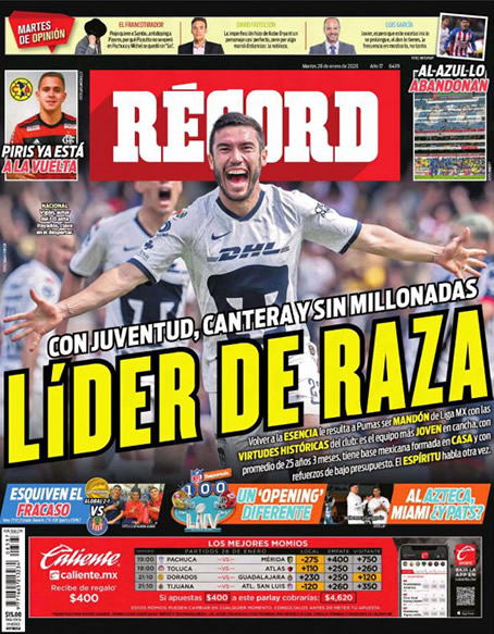 Portadas de diarios deportivos del mundo del 28 de enero del 2020