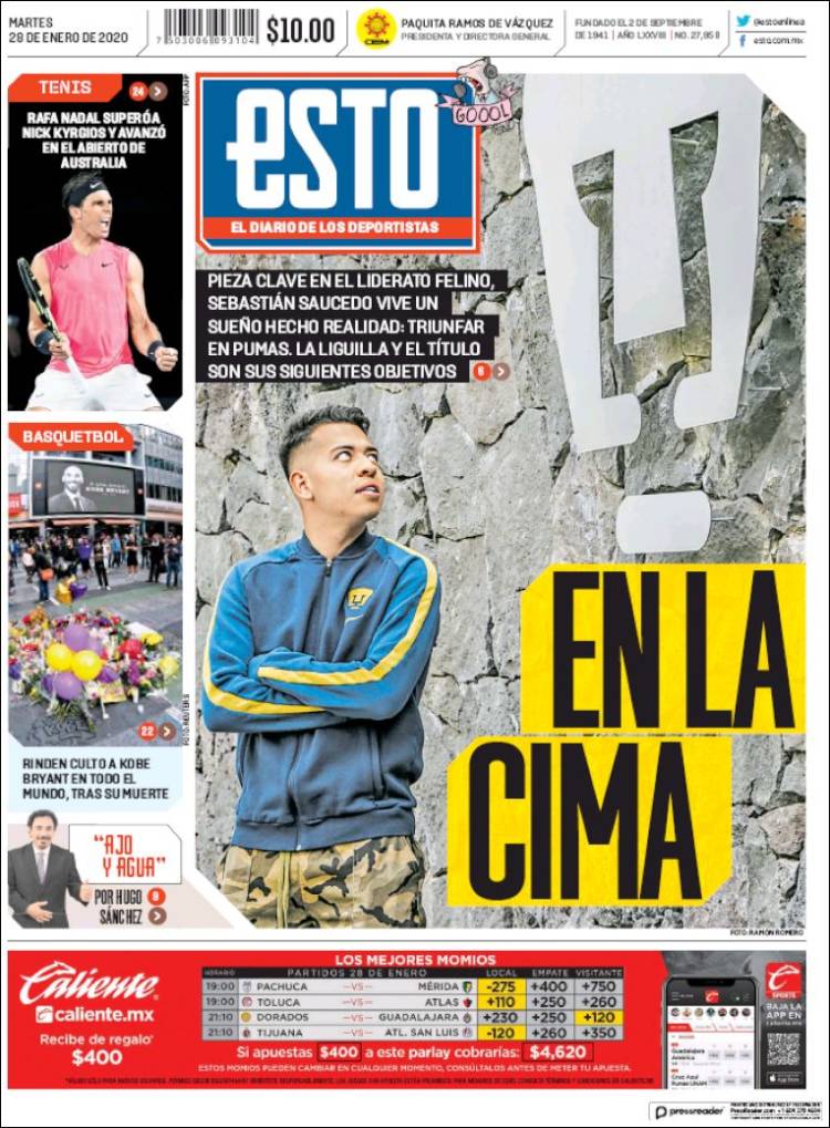 Portadas de diarios deportivos del mundo del 28 de enero del 2020