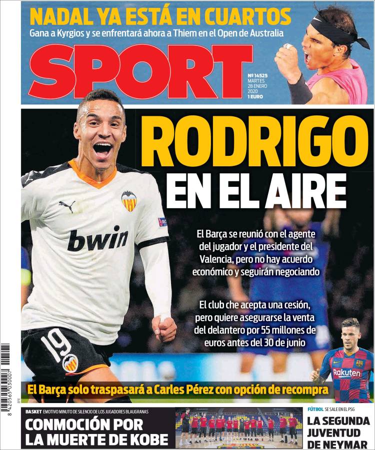 Portadas de diarios deportivos del mundo del 28 de enero del 2020