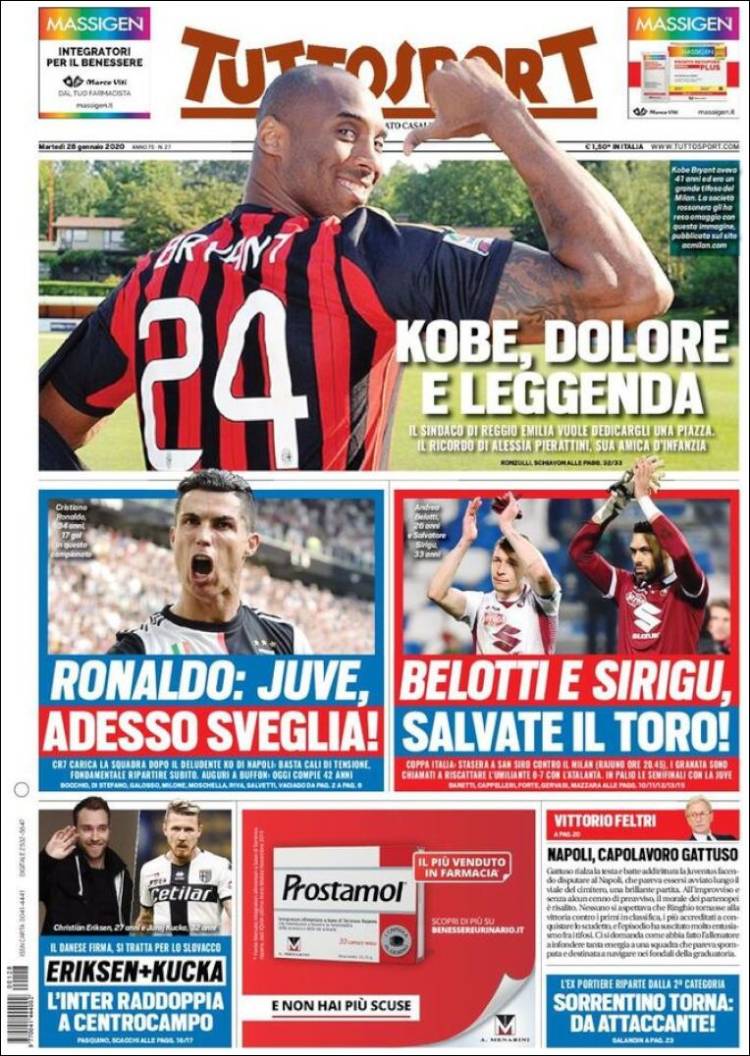 Portadas de diarios deportivos del mundo del 28 de enero del 2020