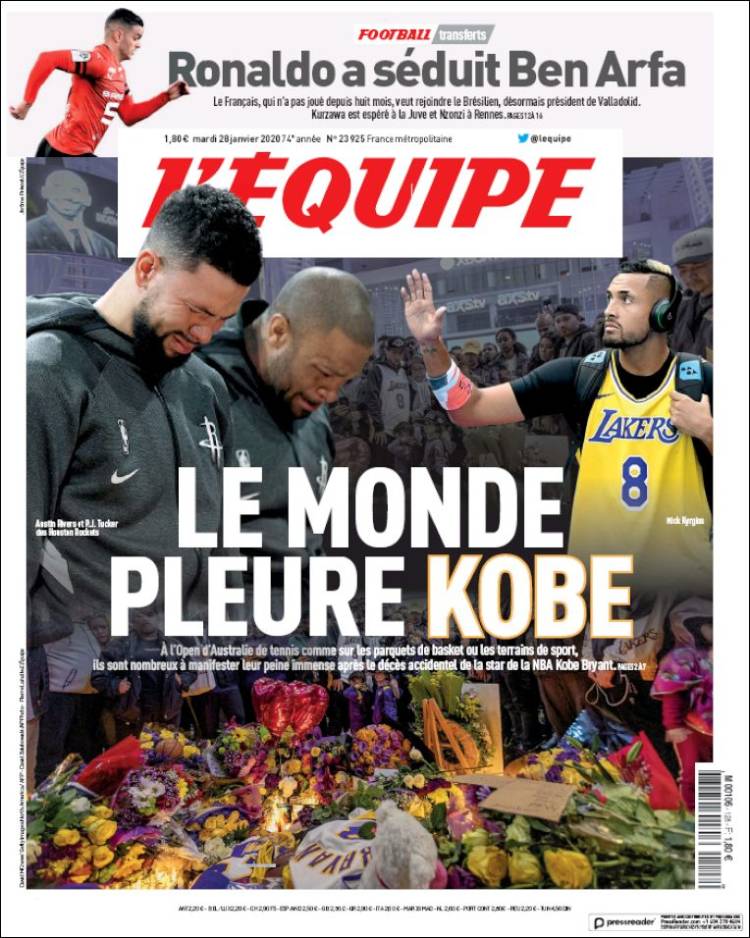 Portadas de diarios deportivos del mundo del 28 de enero del 2020