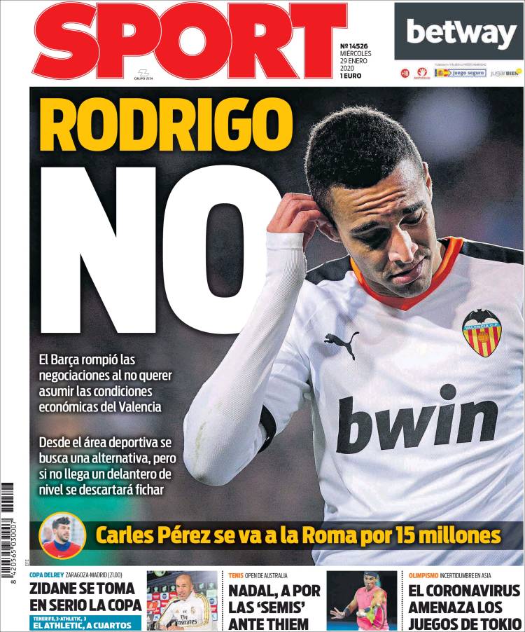 Portadas de diarios deportivos del mundo del 29 de enero del 2020